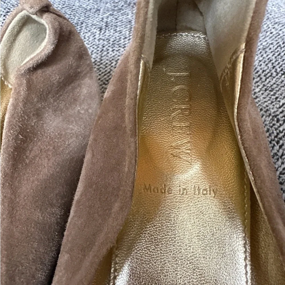 J. Crew tan suede studded flats